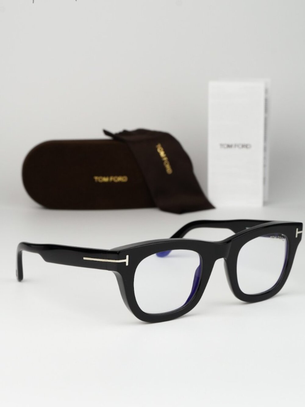 Tom Ford Women Eyeglasses Shiny Black Square FT5872-B 001 NEW AUTHENTIC